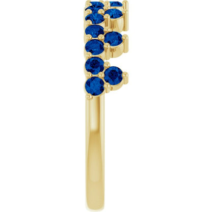 14K Yellow Gold Natural Blue Sapphire Crown Ring