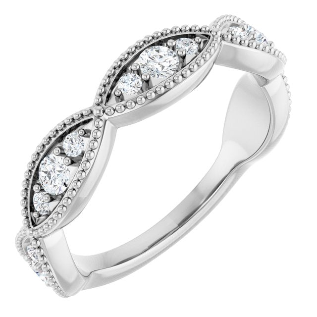 14K White Gold 1/2 CTW Natural Diamond Anniversary Band, 4.5 mm