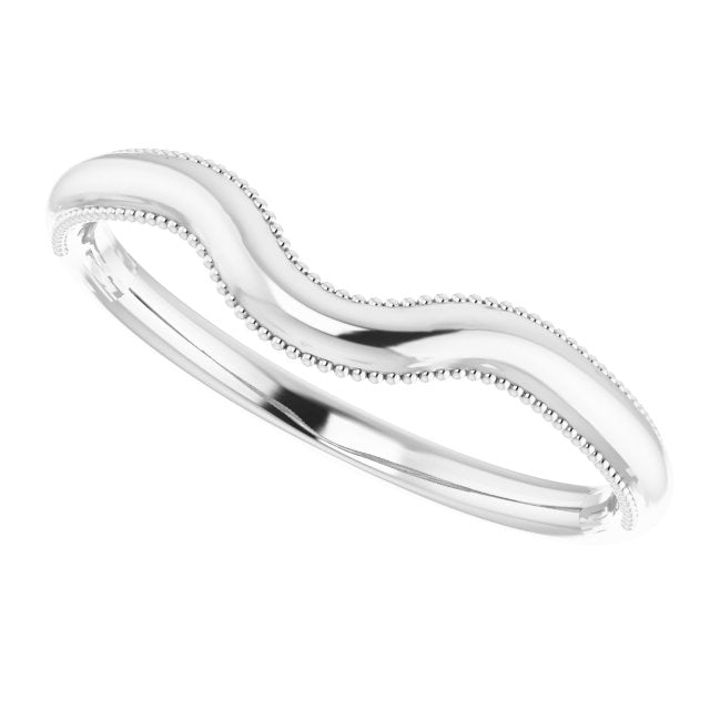 14K White Gold Wedding Band for Cushion Ring