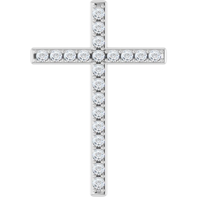 14K White Gold 5/8 CTW Natural Diamond Cross Pendant
