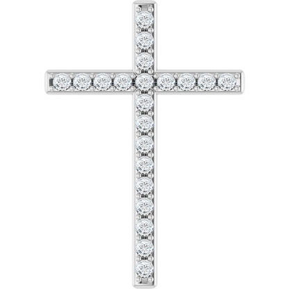 14K White Gold 5/8 CTW Natural Diamond Cross Pendant
