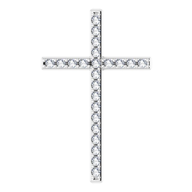 14K White Gold 1/3 CTW Natural Diamond Cross Pendant
