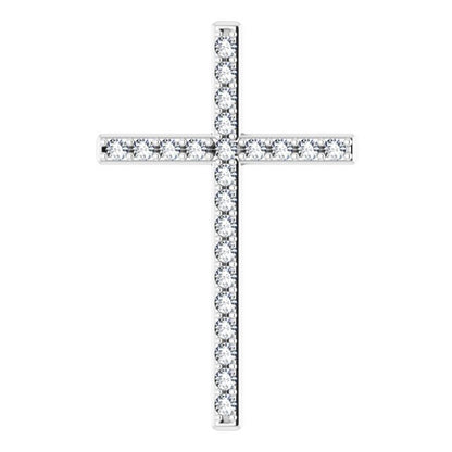 14K White Gold 1/3 CTW Natural Diamond Cross Pendant