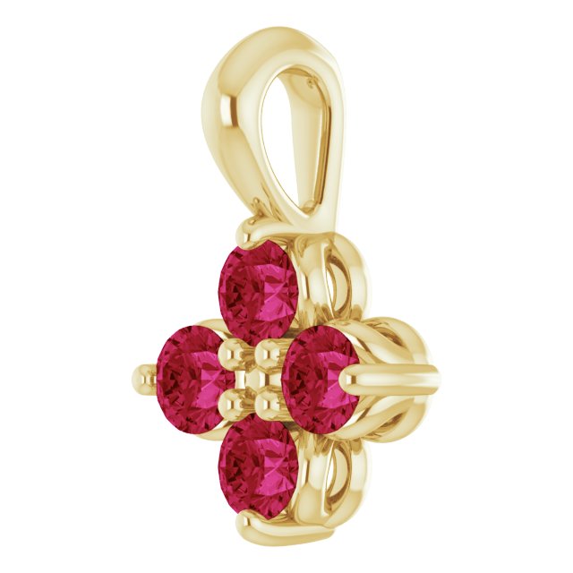 14K Yellow Gold Natural Ruby Youth Pendant