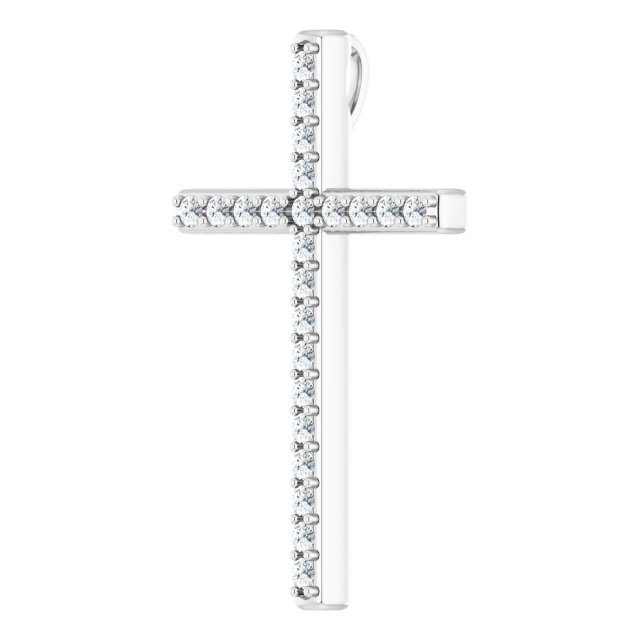 14K White Gold 1/3 CTW Natural Diamond Cross Pendant