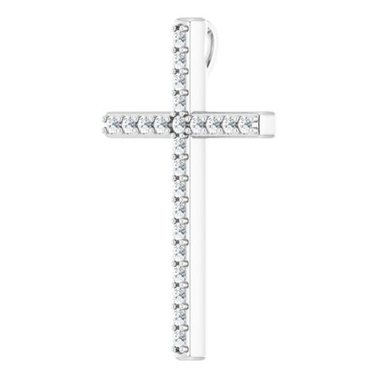 14K White Gold 1/3 CTW Natural Diamond Cross Pendant