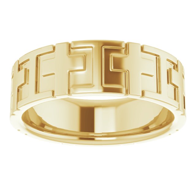 14K Yellow Gold Cross Comfort-Fit Flat Band
