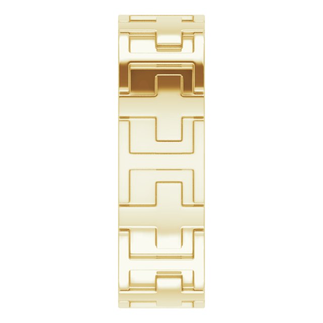 14K Yellow Gold Cross Comfort-Fit Flat Band