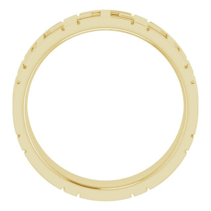 14K Yellow Gold Cross Comfort-Fit Flat Band