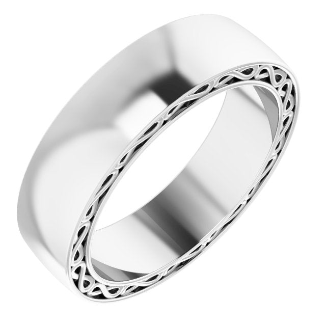 14K White Gold Infinity-Inspired Half Round Band