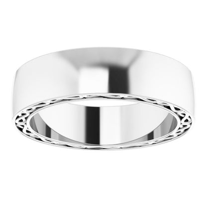 14K White Gold Infinity-Inspired Half Round Band