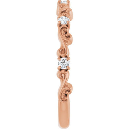14K Rose Gold 1/6 CTW Natural Diamond Sculptural Anniversary Band