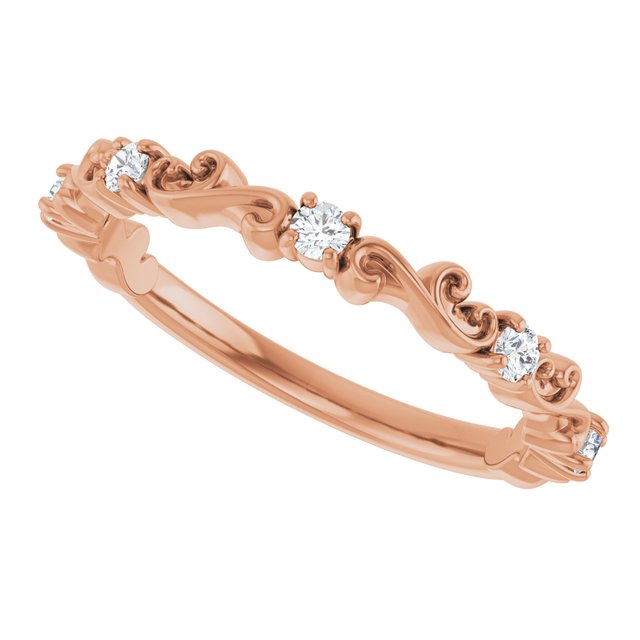 14K Rose Gold 1/6 CTW Natural Diamond Sculptural Anniversary Band