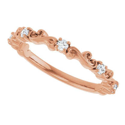 14K Rose Gold 1/6 CTW Natural Diamond Sculptural Anniversary Band