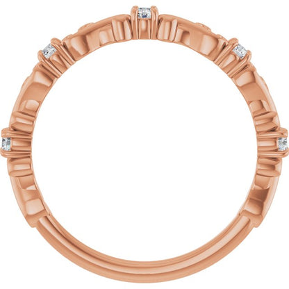 14K Rose Gold 1/6 CTW Natural Diamond Sculptural Anniversary Band
