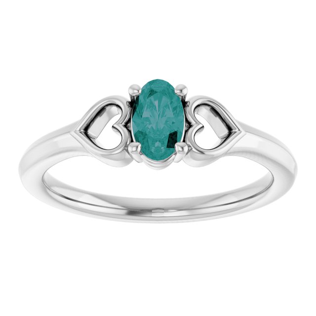 14K White Gold Lab-Grown Alexandrite Youth Heart Ring