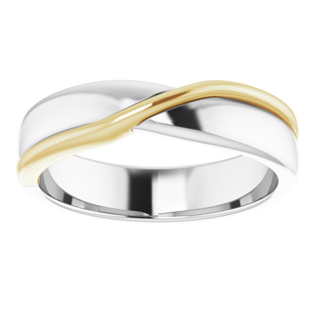 Platinum & 18K Yellow Gold Criss-Cross Half Round Band