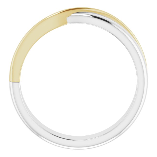 Platinum & 18K Yellow Gold Criss-Cross Half Round Band