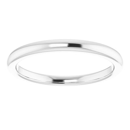 14K White Gold Band for 7x5 mm Emerald Ring, 2 mm
