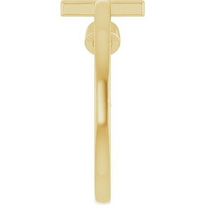 14K Yellow Gold Lab-Grown Ruby Negative Space Cross Ring