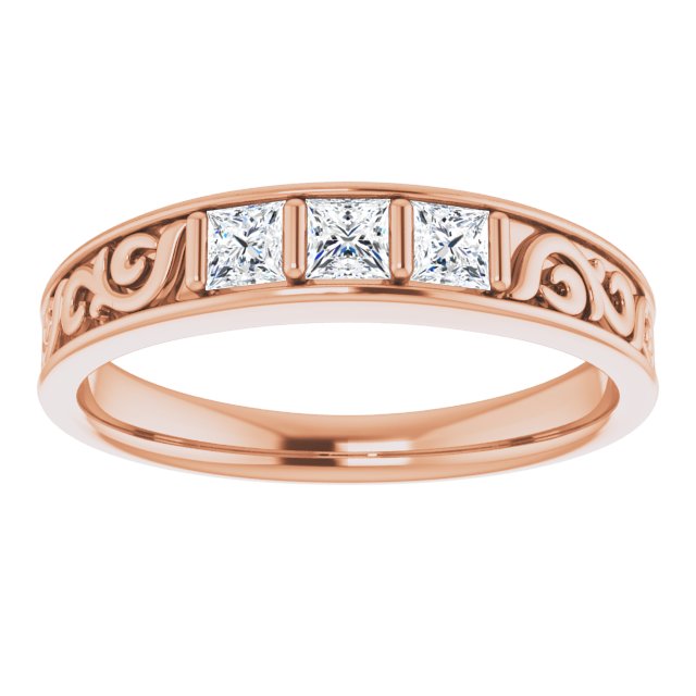 1/2 CTW Natural Diamond Three-Stone Scroll Band