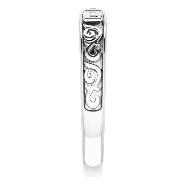 1/2 CTW Natural Diamond Three-Stone Scroll Band