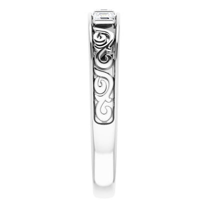 1/2 CTW Natural Diamond Three-Stone Scroll Band