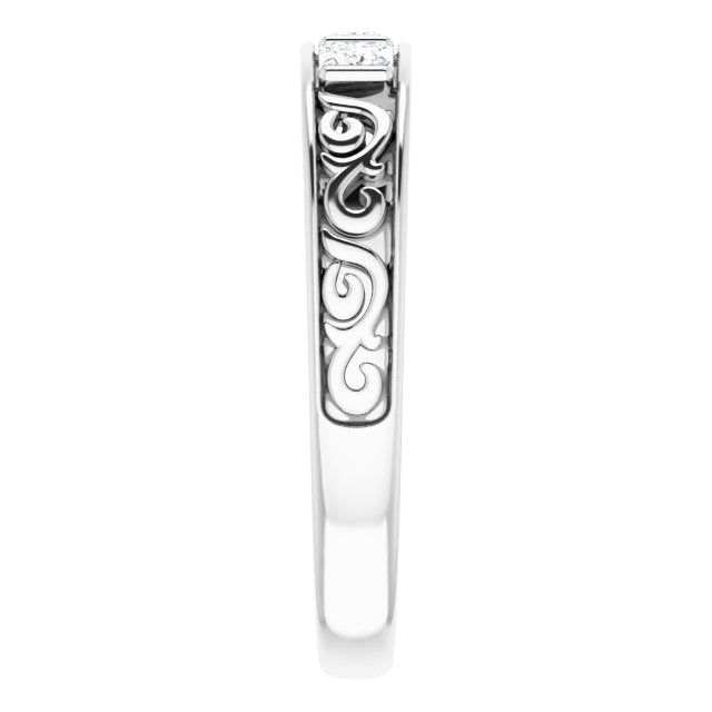 1/2 CTW Natural Diamond Three-Stone Scroll Band