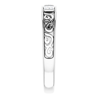 1/2 CTW Natural Diamond Three-Stone Scroll Band