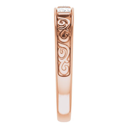 1/2 CTW Natural Diamond Three-Stone Scroll Band
