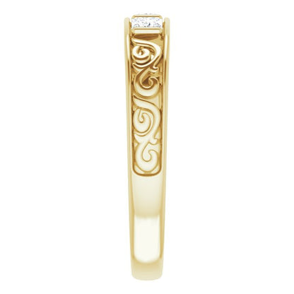 1/2 CTW Natural Diamond Three-Stone Scroll Band