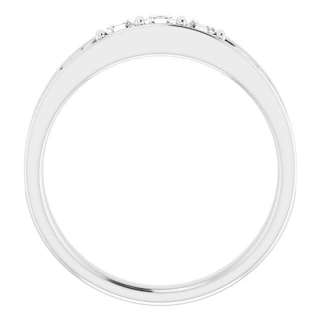 1/2 CTW Natural Diamond Three-Stone Scroll Band