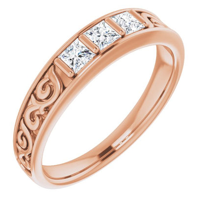 1/2 CTW Natural Diamond Three-Stone Scroll Band