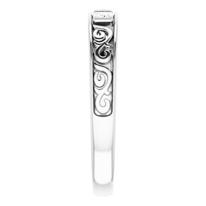 3/8 CTW Natural Diamond Three-Stone Scroll Band