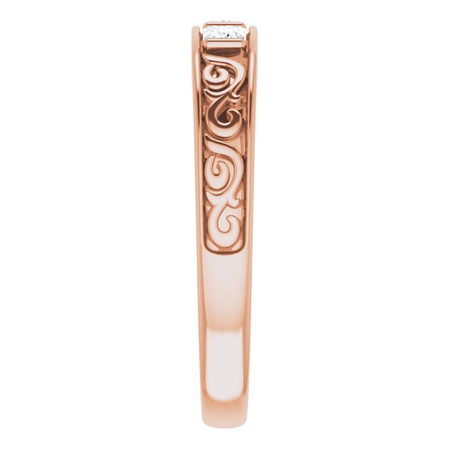 3/8 CTW Natural Diamond Three-Stone Scroll Band