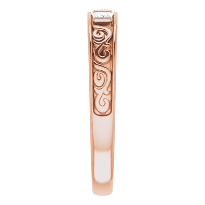 3/8 CTW Natural Diamond Three-Stone Scroll Band