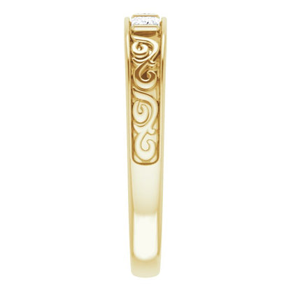 3/8 CTW Natural Diamond Three-Stone Scroll Band