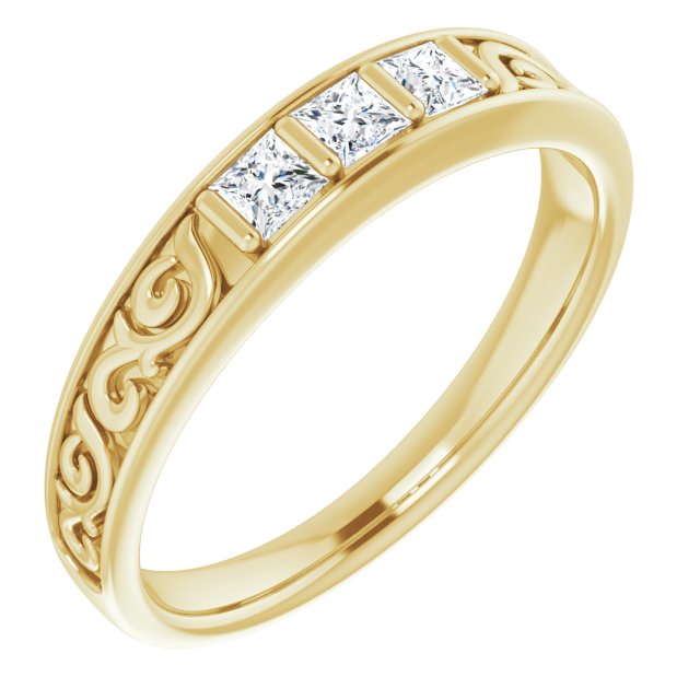 3/8 CTW Natural Diamond Three-Stone Scroll Band