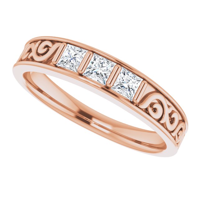 1/2 CTW Natural Diamond Three-Stone Scroll Band