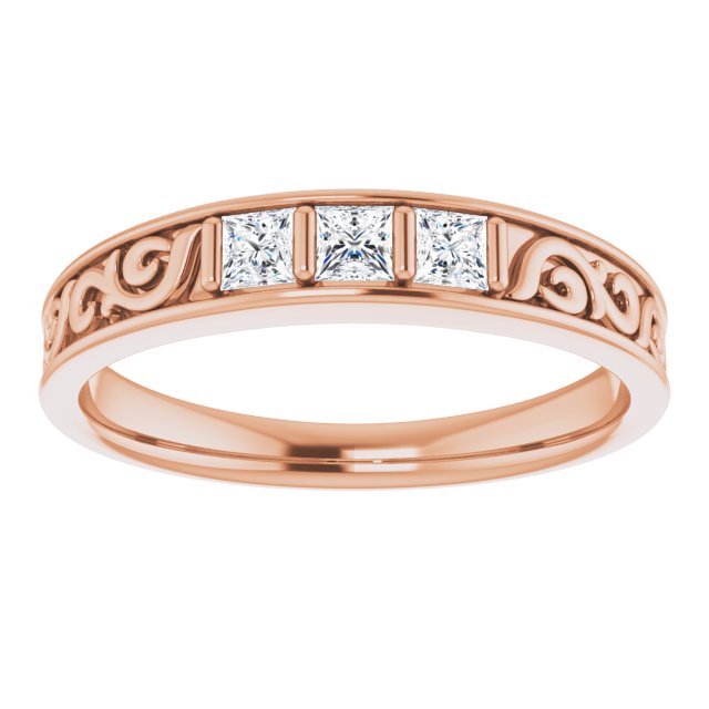 3/8 CTW Natural Diamond Three-Stone Scroll Band