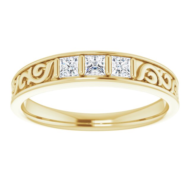 3/8 CTW Natural Diamond Three-Stone Scroll Band