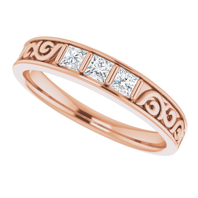 3/8 CTW Natural Diamond Three-Stone Scroll Band