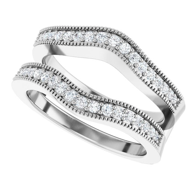1/3 CTW Natural Diamond Ring Guard, Milgrain Edge