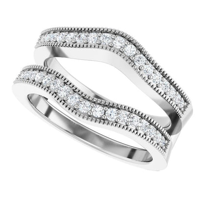 1/3 CTW Natural Diamond Ring Guard, Milgrain Edge