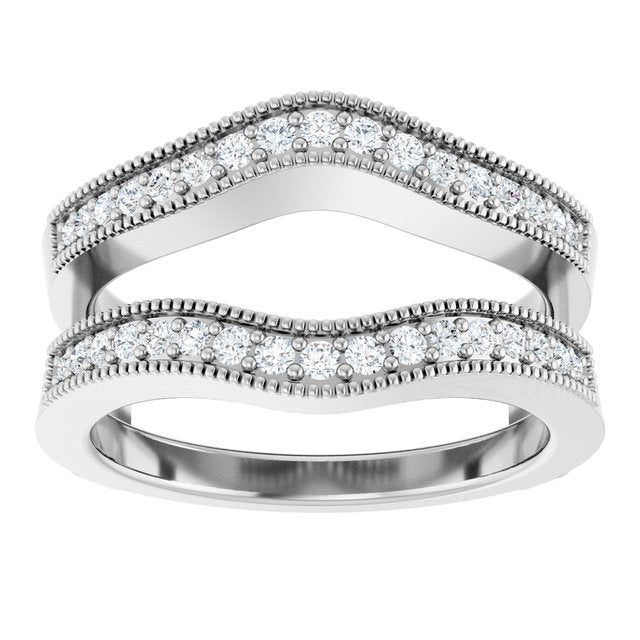 1/3 CTW Natural Diamond Ring Guard, Milgrain Edge
