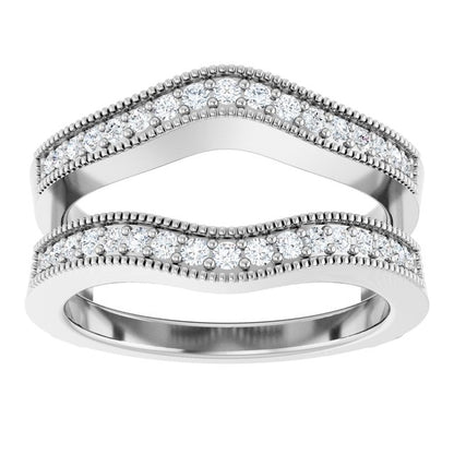 1/3 CTW Natural Diamond Ring Guard, Milgrain Edge