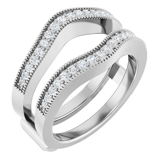 1/3 CTW Natural Diamond Ring Guard, Milgrain Edge