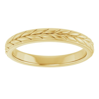 14K Yellow Gold Wheat Pattern Flat Band