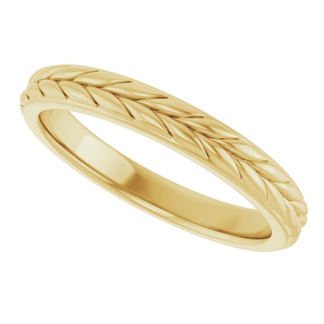 14K Yellow Gold Wheat Pattern Flat Band