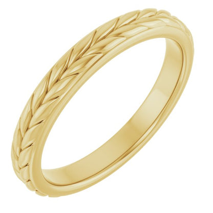 14K Yellow Gold Wheat Pattern Flat Band